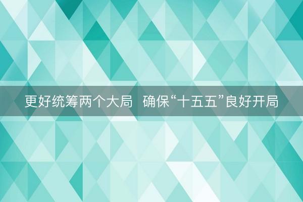 更好统筹两个大局  确保“十五五”良好开局