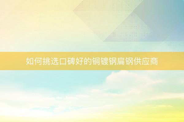 如何挑选口碑好的铜镀钢扁钢供应商