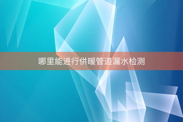 哪里能进行供暖管道漏水检测