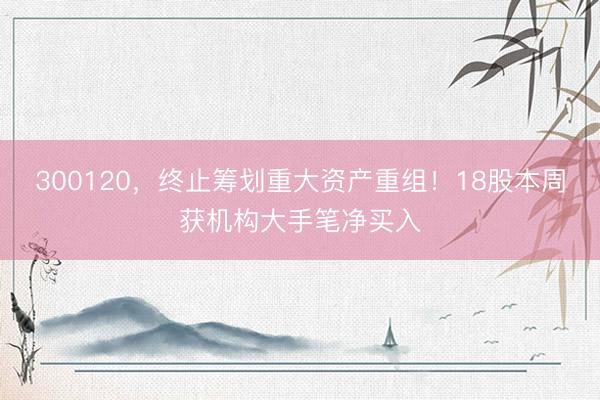 300120，终止筹划重大资产重组！18股本周获机构大手笔净买入