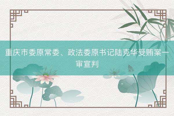 重庆市委原常委、政法委原书记陆克华受贿案一审宣判