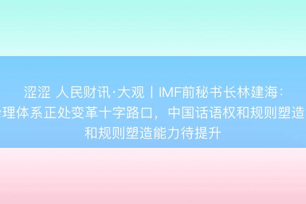 涩涩 人民财讯·大观丨IMF前秘书长林建海：国际经济治理体系正处变革十字路口，中国话语权和规则塑造能力待提升