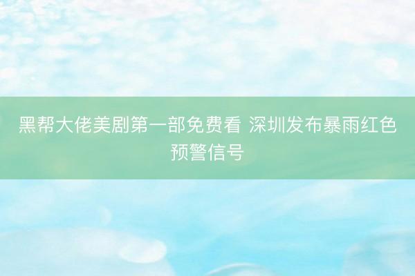 黑帮大佬美剧第一部免费看 深圳发布暴雨红色预警信号