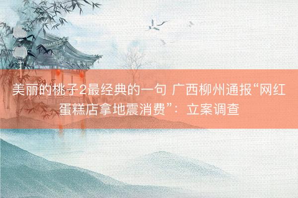 美丽的桃子2最经典的一句 广西柳州通报“网红蛋糕店拿地震消费”：立案调查
