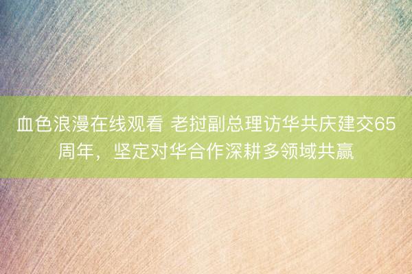 血色浪漫在线观看 老挝副总理访华共庆建交65周年,坚定对华合作深耕多领域共赢