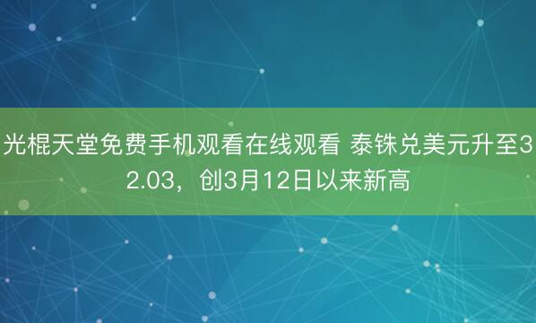 光棍天堂免费手机观看在线观看 泰铢兑美元升至32.03，创3月12日以来新高