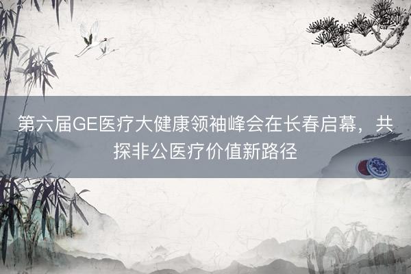 第六届GE医疗大健康领袖峰会在长春启幕，共探非公医疗价值新路径