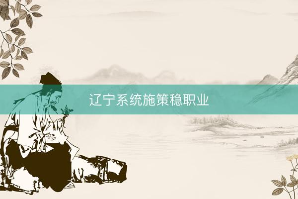 辽宁系统施策稳职业
