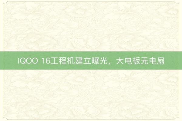 iQOO 16工程机建立曝光，大电板无电扇