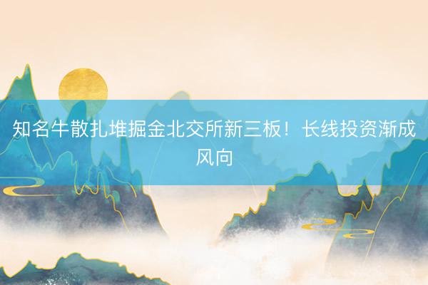 知名牛散扎堆掘金北交所新三板！长线投资渐成风向