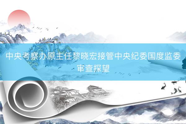 中央考察办原主任黎晓宏接管中央纪委国度监委审查探望