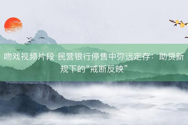 吻戏视频片段 民营银行停售中弥远定存：助贷新规下的“戒断反映”