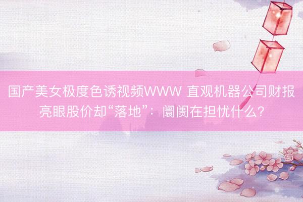 国产美女极度色诱视频WWW 直观机器公司财报亮眼股价却“落地”：阛阓在担忧什么？