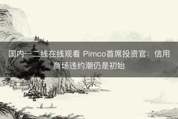 国内一二线在线观看 Pimco首席投资官：信用商场违约潮仍是初始