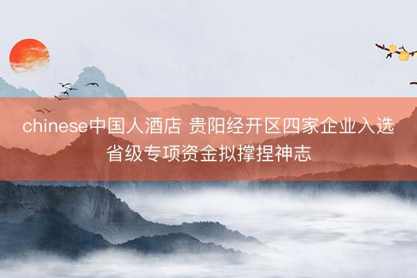 chinese中国人酒店 贵阳经开区四家企业入选省级专项资金拟撑捏神志