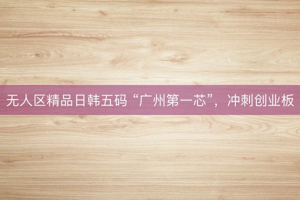 无人区精品日韩五码 “广州第一芯”，冲刺创业板