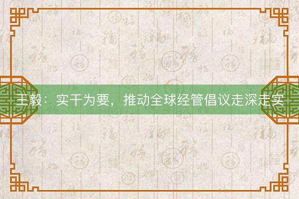 王毅：实干为要，推动全球经管倡议走深走实