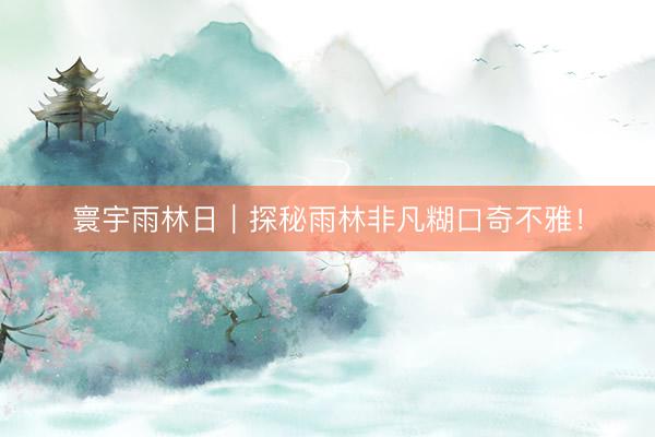寰宇雨林日｜探秘雨林非凡糊口奇不雅！